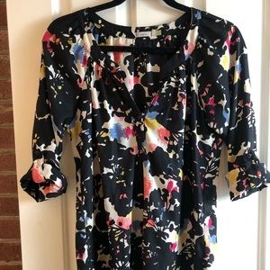 Flowing modern floral print blouse